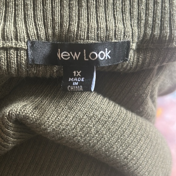 Olive Green Knit Dress with Lace-Up Detail - Picture 8 of 9